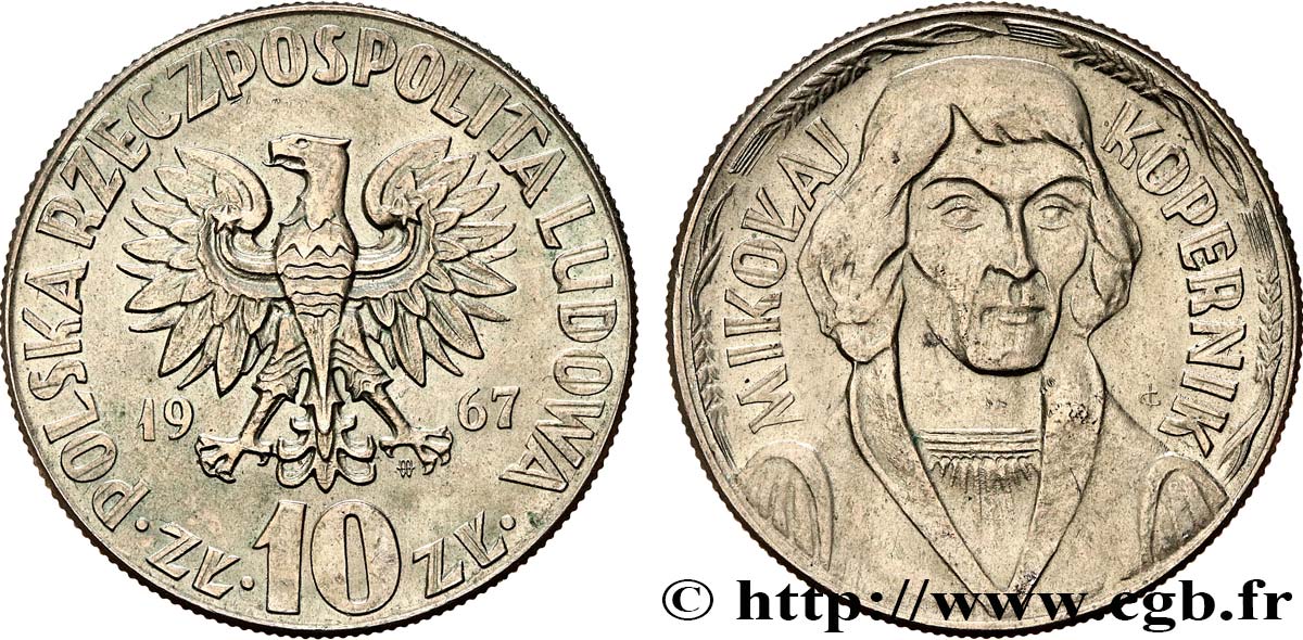 POLEN 10 Zlotych Nicolas Copernic 1967 Varsovie VZ 
