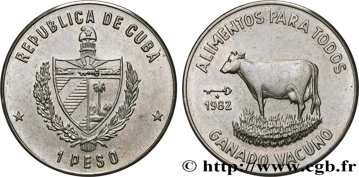 KUBA 1 Peso série FAO 1982 La Havane fST 
