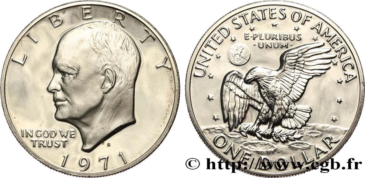 VEREINIGTE STAATEN VON AMERIKA 1 Dollar Eisenhower Proof 1971 San Francisco - S Polierte Platte 