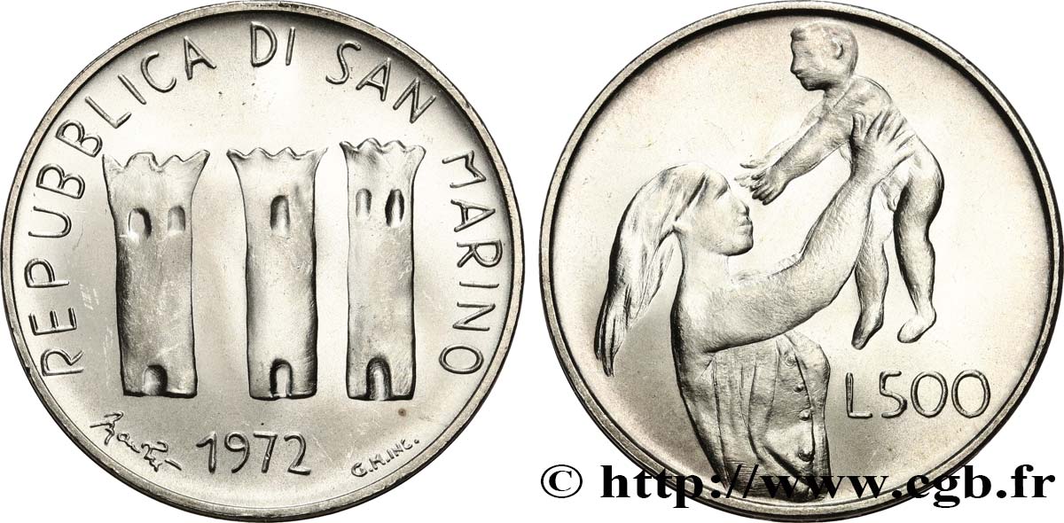SAINT-MARIN 500 Lire 1972 Rome SPL 