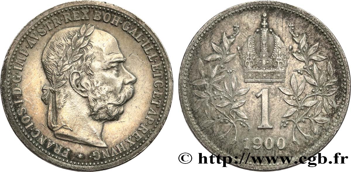 AUTRICHE 1 Corona François-Joseph Ier tête laurée 1900 Vienne TTB 