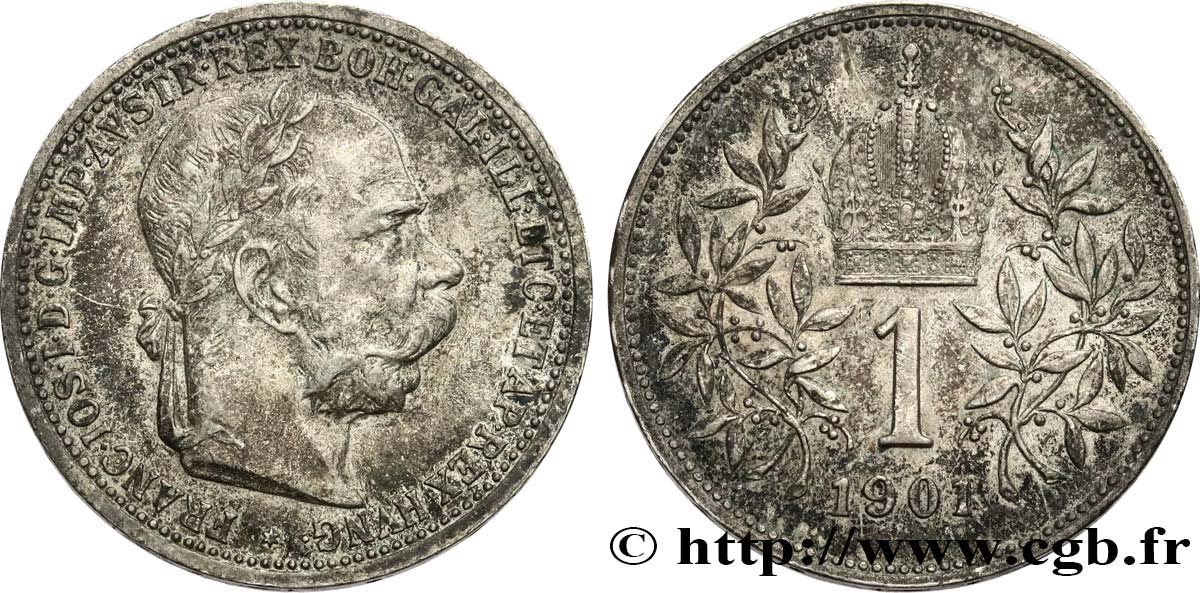 AUTRICHE 1 Corona François-Joseph Ier tête laurée 1901  TTB 