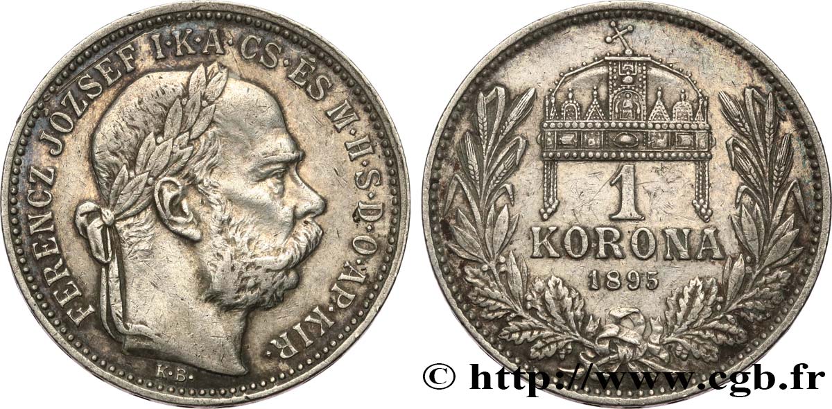 HONGRIE 1 Korona François-Joseph 1895 Kremnitz  TTB 