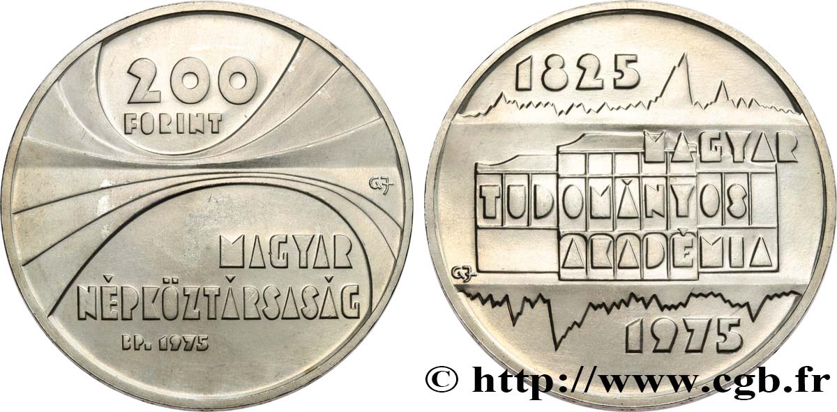 UNGARN 200 Forint 150ème anniversaire de l Académie des Sciences hongroise 1975 Budapest fST 