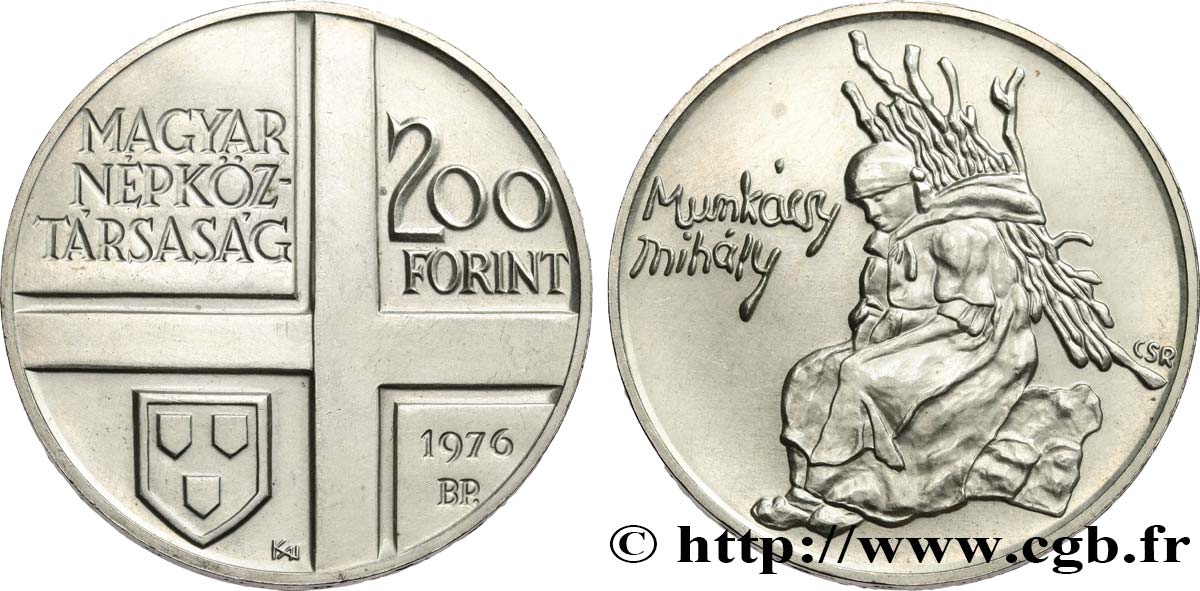 UNGARN 200 Forint le peintre Mihály Munkácsy 1976 Budapest fST 