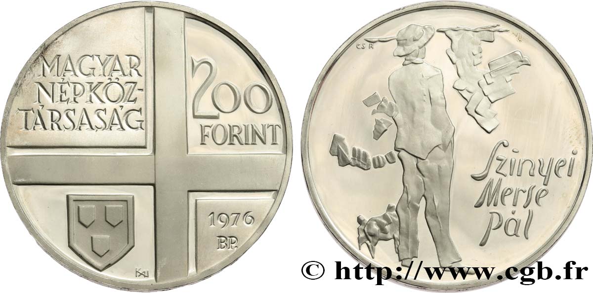 UNGARN 200 Forint Proof le peintre Pal Szinyei Merse 1976 Budapest fST 