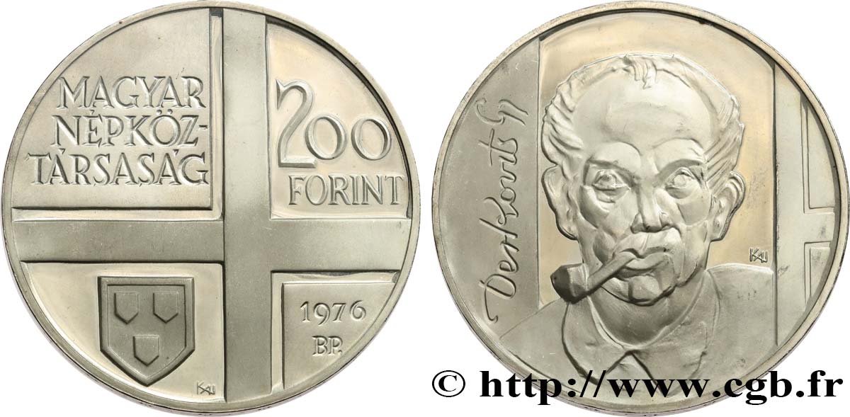 HUNGRíA 200 Forint Proof le peintre Gyula Derkovits 1976 Budapest SC 