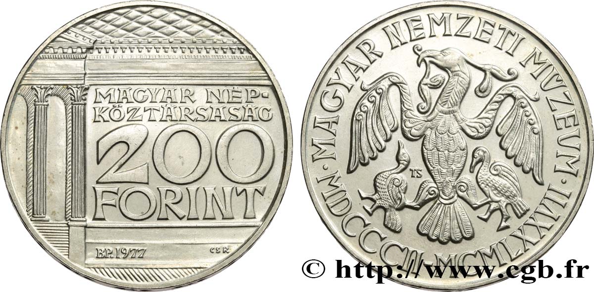 HUNGARY 200 Proof Forint 175e anniversaire du Musée National Hongrois 1977  MS 