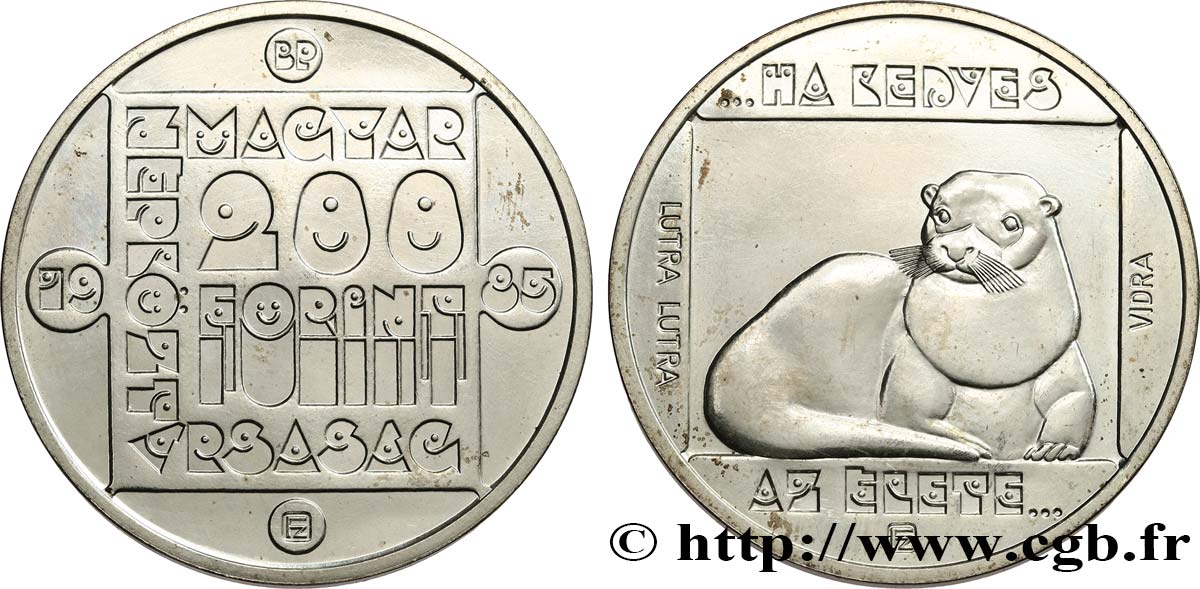 UNGHERIA 200 Forint loutre d’Europe 1985  MS 
