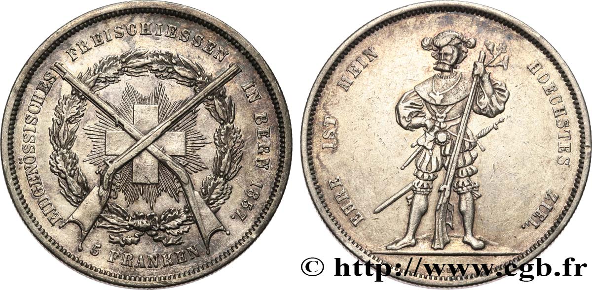 SVIZZERA - CANTON BERNA 5 Franken 1857  BB 