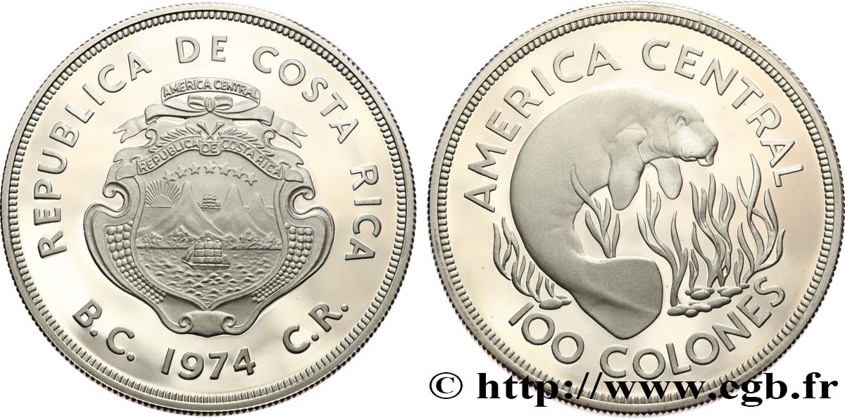 COSTA RICA 100 Colones Proof Lamentin 1974 Rio de Janeiro SPL 