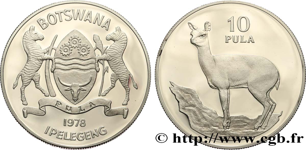 BOTSWANA (REPUBLIC OF) 10 Pula proof Oréotrague 1978  MS 