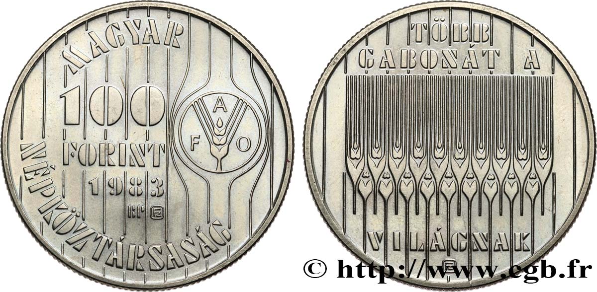 UNGHERIA 100 Forint FAO 1983 Budapest MS 
