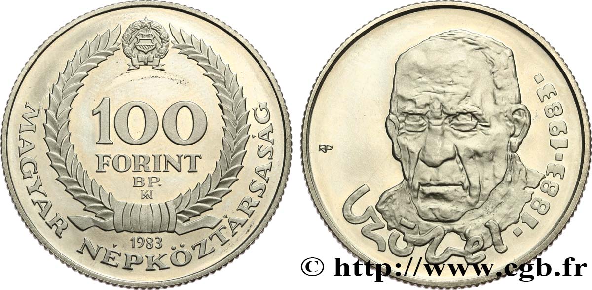 HUNGARY 100 Forint Proof 100e anniversaire de la naissance de Béla Czóbel 1983 Budapest MS 