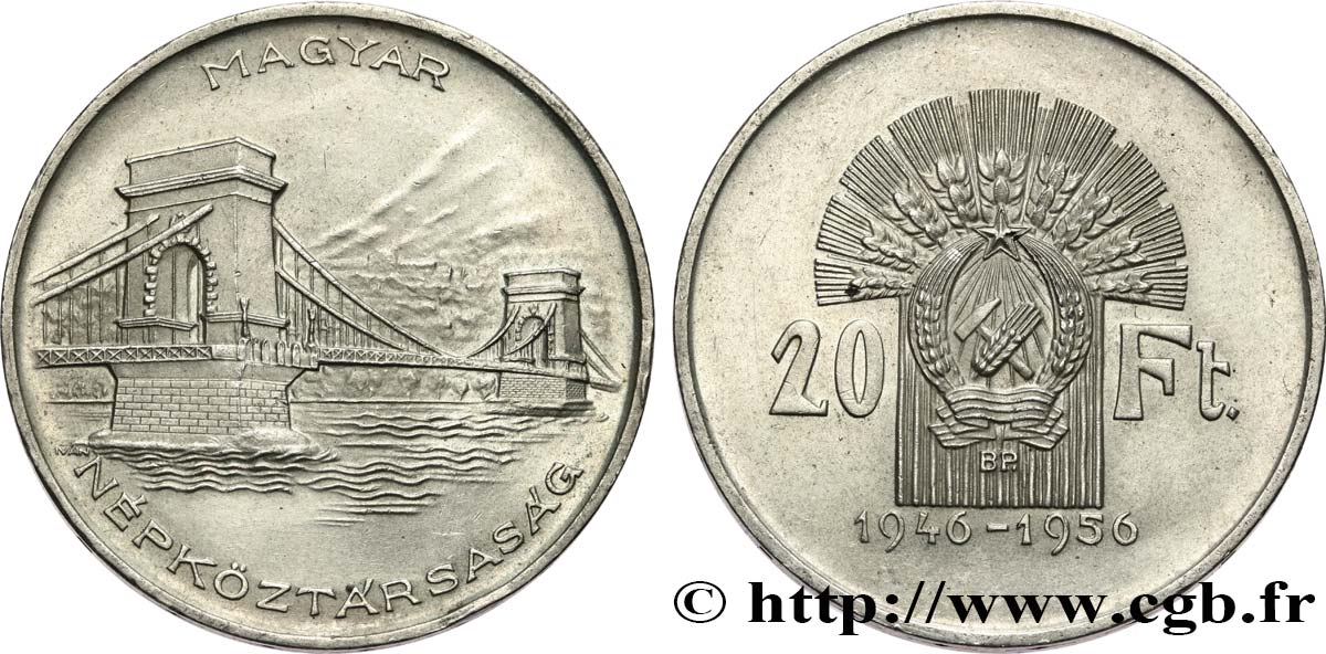 HUNGARY 20 Forint 10e anniversaire du Forint 1956 Budapest MS 