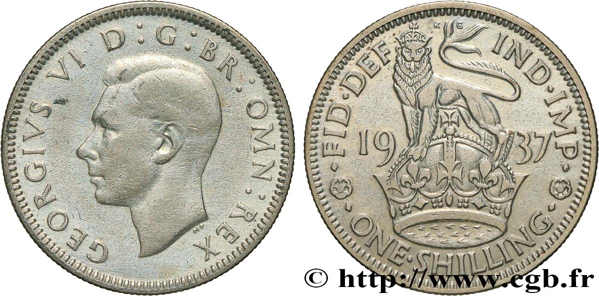 VEREINIGTEN KÖNIGREICH 1 Shilling Georges VI “England reverse” 1937  SS 
