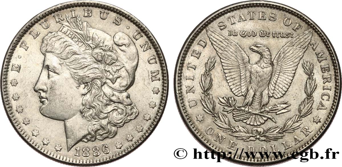 ÉTATS-UNIS D&nbsp;AMÉRIQUE 1 Dollar type Morgan 1886 Philadelphie TTB+ 