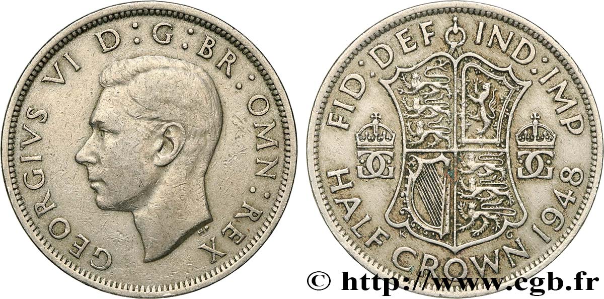 ROYAUME-UNI 1/2 Crown Georges VI 1948  TTB 
