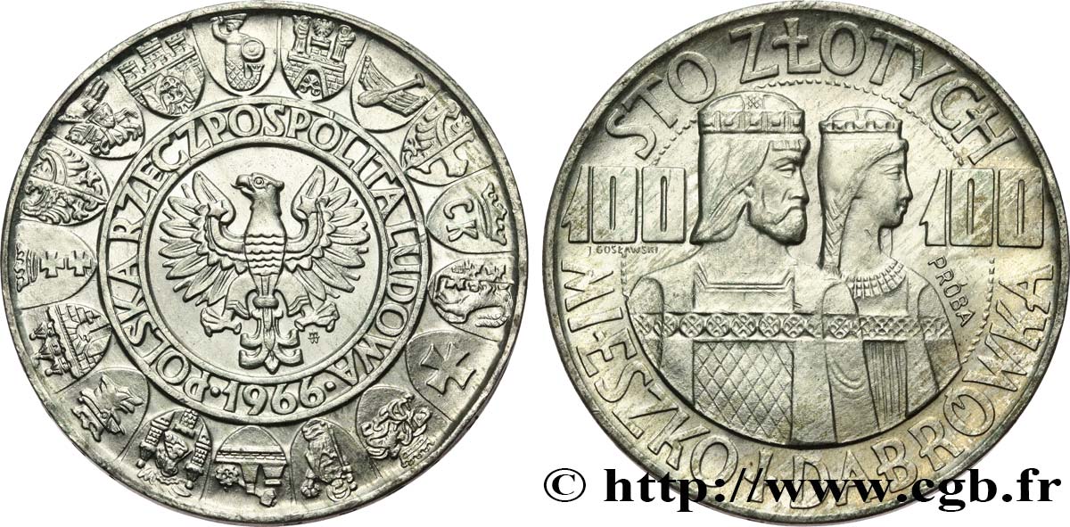 POLOGNE 100 Zlotych - 1000 ans de la Pologne 1966 Varsovie SUP 