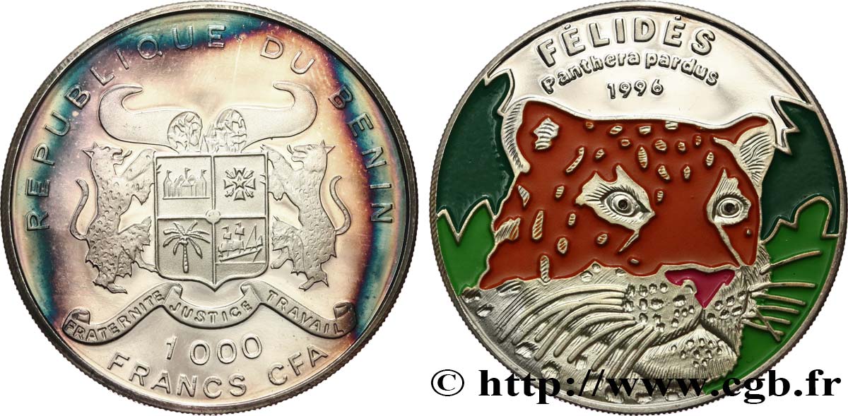 BÉNIN 1000 Francs CFA Panthère 1996  SPL 
