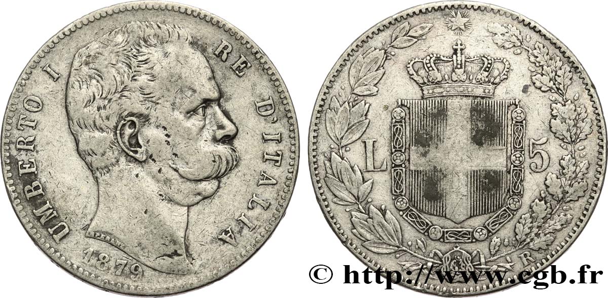 ITALIE 5 Lire Humbert Ier 1879 Rome TB+ 