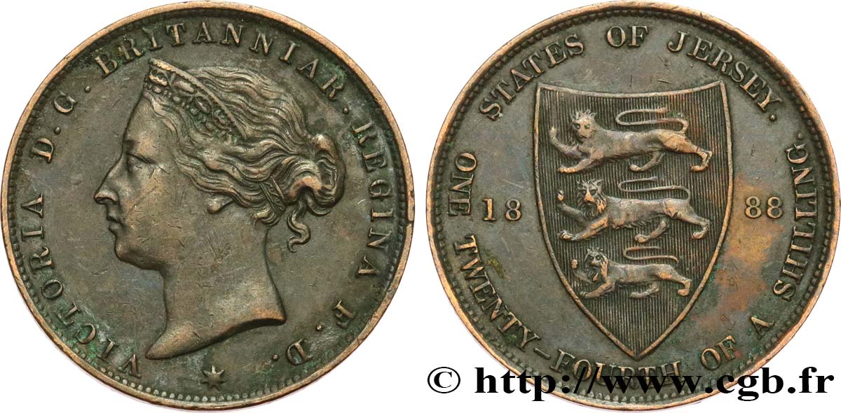 JERSEY 1/24 Shilling Reine Victoria 1888 Heaton - H TTB 