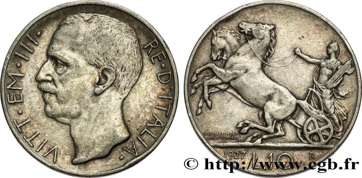 ITALIE 10 Lire Victor Emmanuel III 1927 Rome TTB 