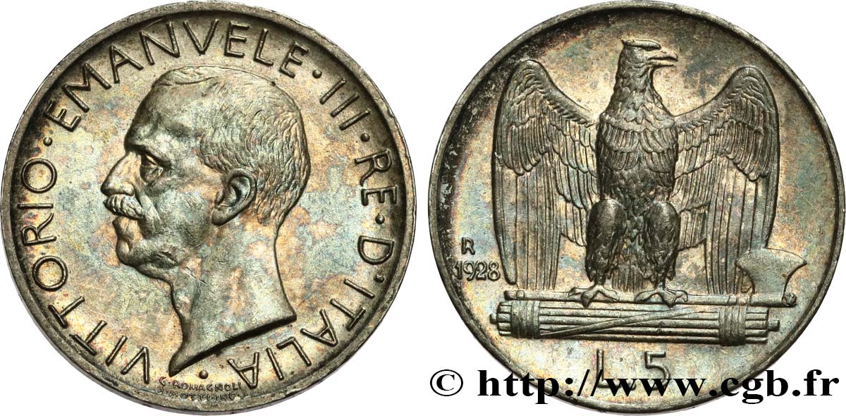 ITALIE 5 Lire Victor Emmanuel III 1928 Rome  SUP 