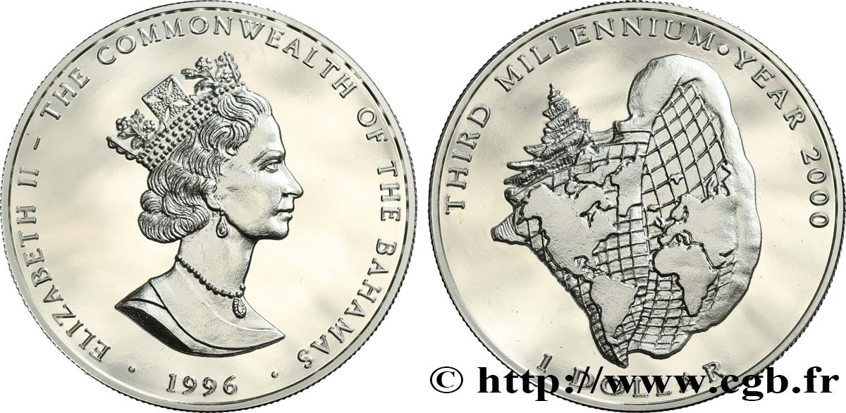 BAHAMAS 1 Dollar Elisabeth II - Millenium 1996  MS 