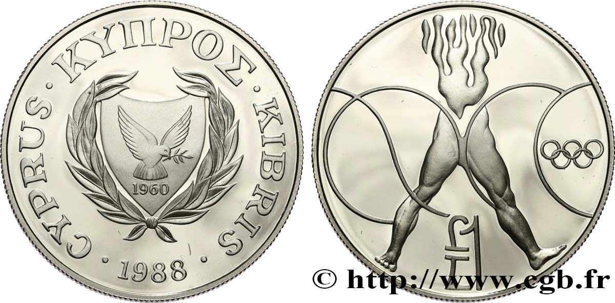 CHIPRE 1 Pound Proof Jeux Olympiques de Séoul 1988  FDC 