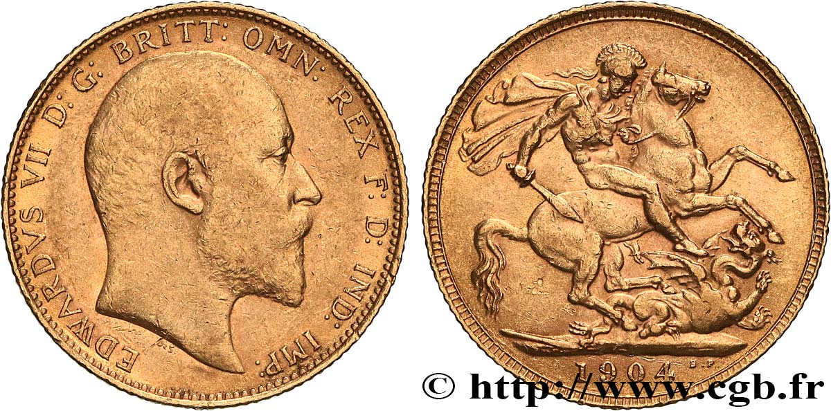 GOLD, PALLADIUM & PLATINUM INVESTMENT 1 Souverain Edouard VII 1904 Londres XF 