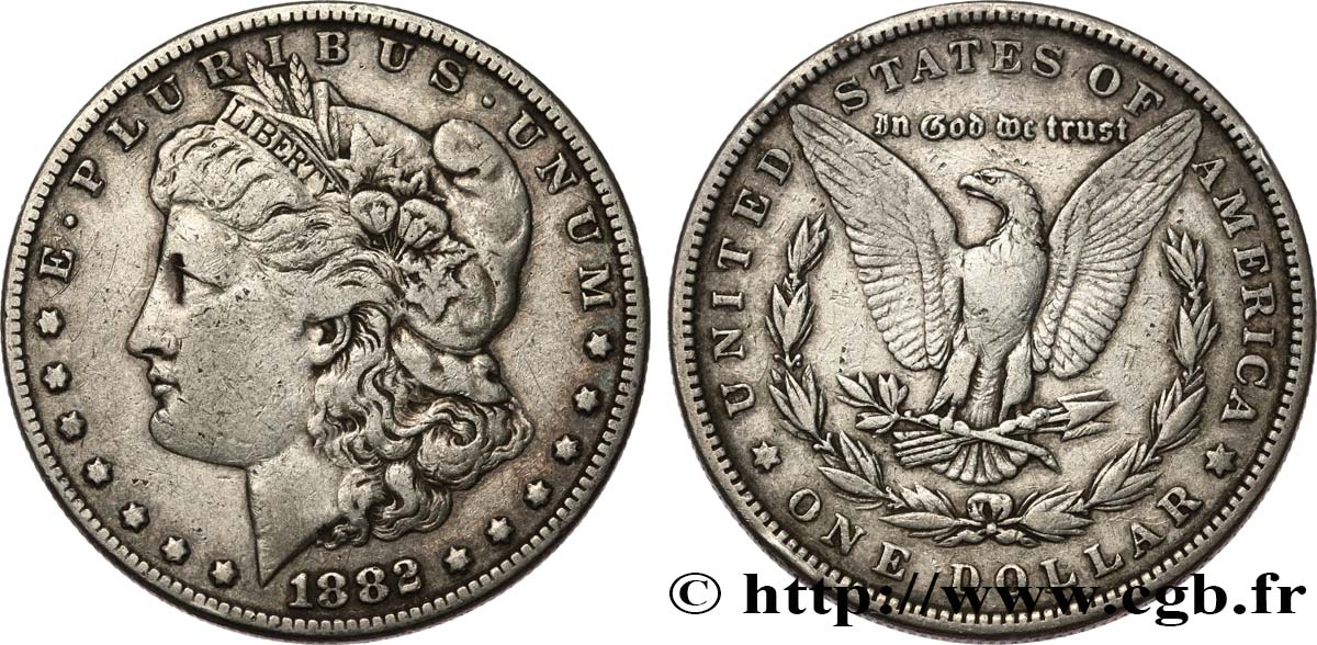 ÉTATS-UNIS D AMÉRIQUE 1 Dollar type Morgan 1882 Philadelphie TB+ 