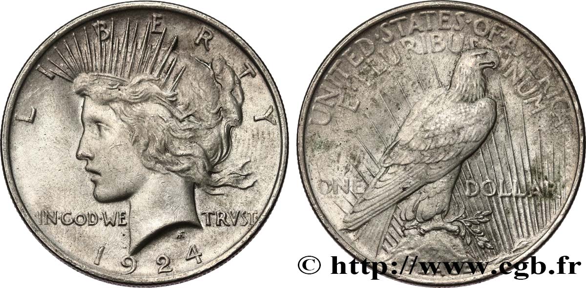 ÉTATS-UNIS D AMÉRIQUE 1 Dollar type Peace 1924 Philadelphie TTB+ 