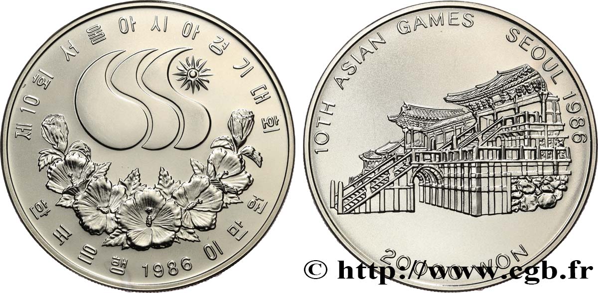 SOUTH KOREA  20000 Won Proof 10e Jeux Asiatiques Séoul 1988 - Temple de Bulguksa 1986  MS 