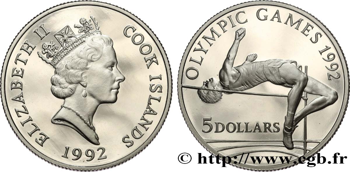 COOK ISLANDS 5 Dollars Proof Jeux Olympiques de Barcelone 1992 1992  MS 