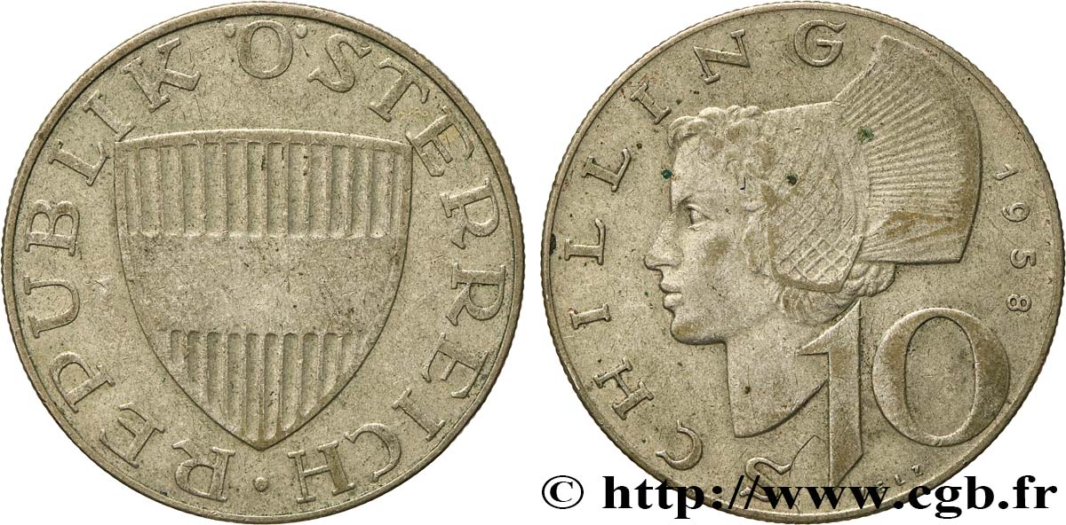 AUSTRIA 10 Schilling 1958  AU 