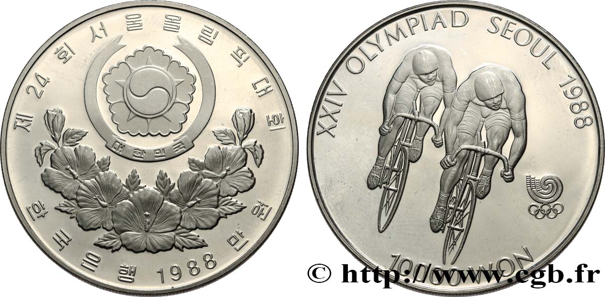 SOUTH KOREA  10000 Won Proof XXIV olympiade Séoul 1988 cyclisme 1988  MS 