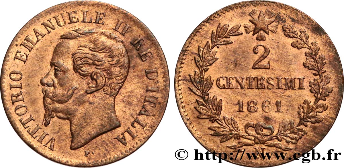 ITALIA 2 Centesimi Victor Emmanuel II 1861 Naples - N EBC 