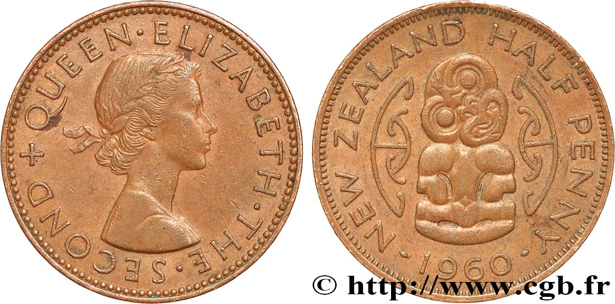 NEUSEELAND
 1/2 Penny Elisabeth II 1960  SS 