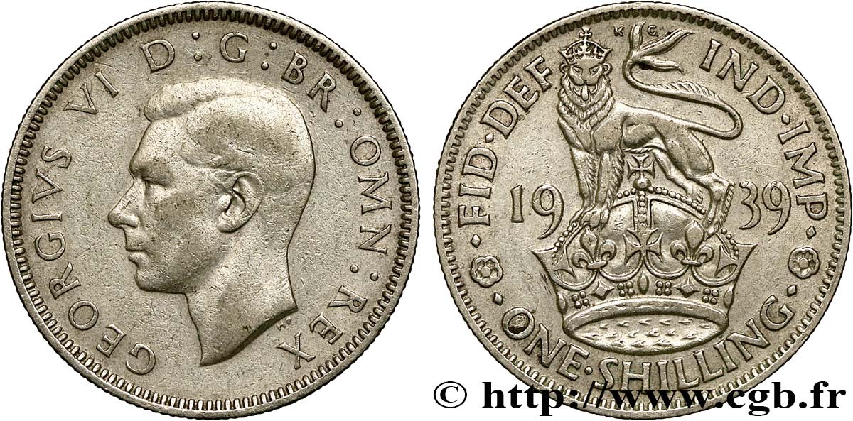 UNITED KINGDOM 1 Shilling Georges VI “England reverse” 1939  XF 