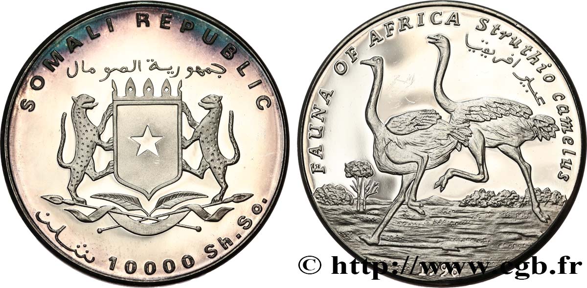SOMALIE 1000 Shillings Proof autruche 1998  SPL 