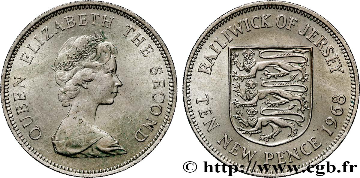 JERSEY 10 New Pence Elisabeth II 1968  SUP 