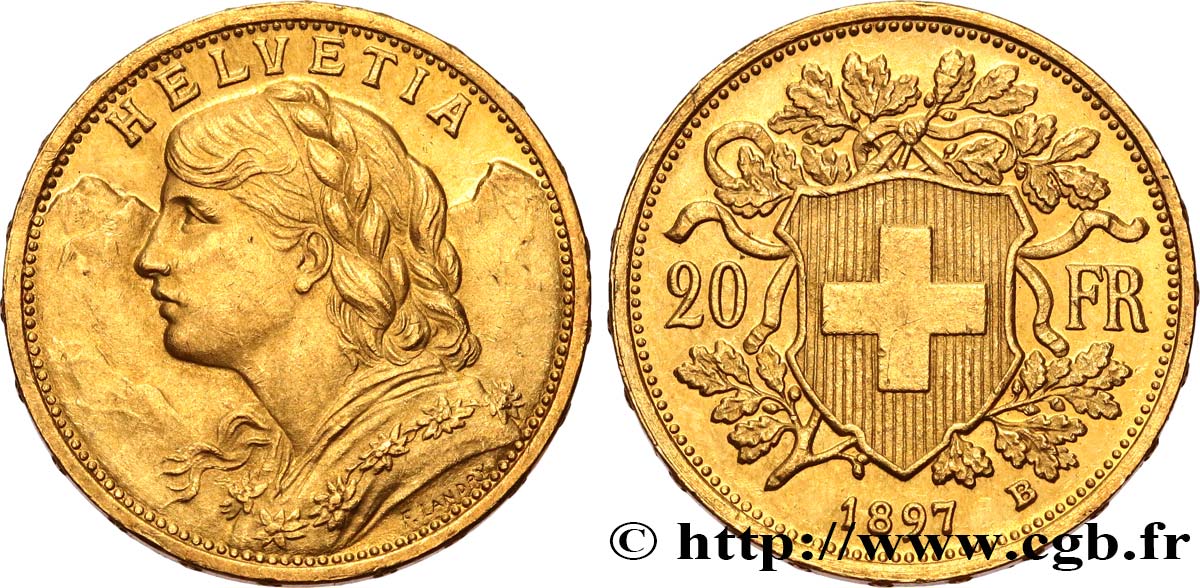 SWITZERLAND 20 Francs “Vreneli” 1897 Berne Fwo_640621 World Coins