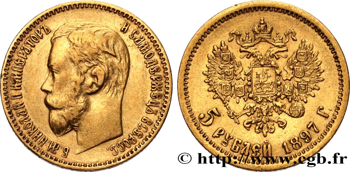 RUSSIA 5 Roubles Nicolas II 1897 Saint-Petersbourg XF 