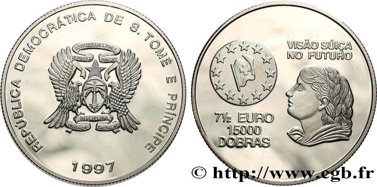 SAINT THOMAS et PRINCE 15000 Dobras - 7 1/2  Euro Proof 1997  SPL 