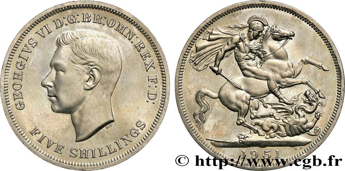 UNITED KINGDOM 1 Crown (5 Shillings) Georges VI 1951  MS 