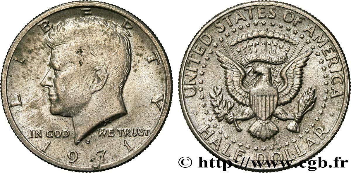 STATI UNITI D AMERICA 1/2 Dollar Kennedy 1971 Denver SPL 