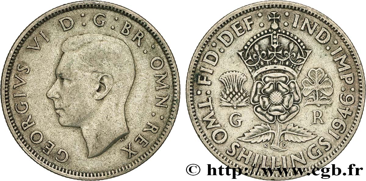 ROYAUME-UNI 1 Florin (2 Shillings) Georges VI 1946  TTB/SPL 