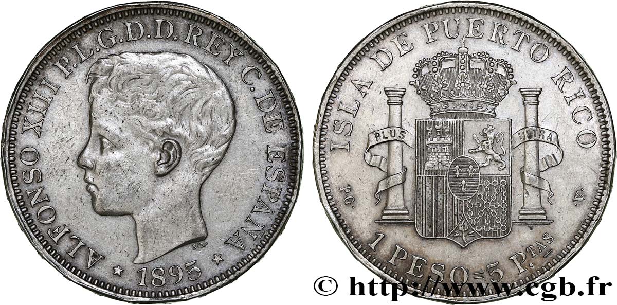 PUERTO RICO Peso 1895 Madrid fVZ/VZ 
