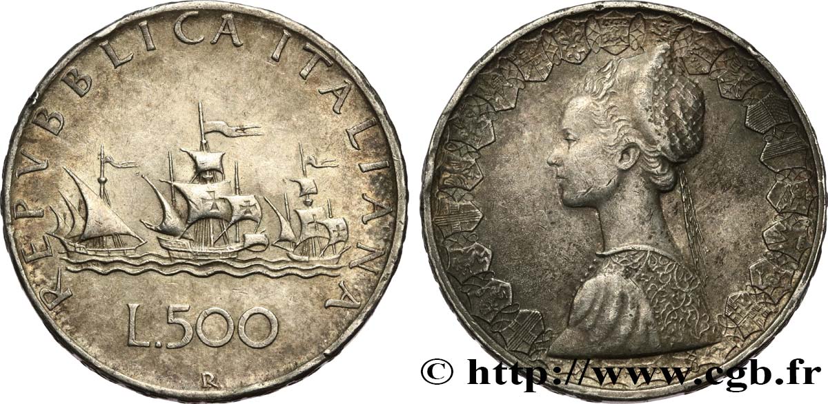 ITALIE 500 Lire “caravelles” 1958 Rome TTB+ 